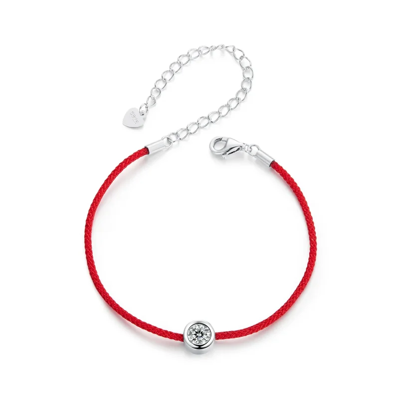 (image for) PANDORA Style Exquisite Moissanite Red Rope Bracelet (One Certificate) - MSB014 - Product Image