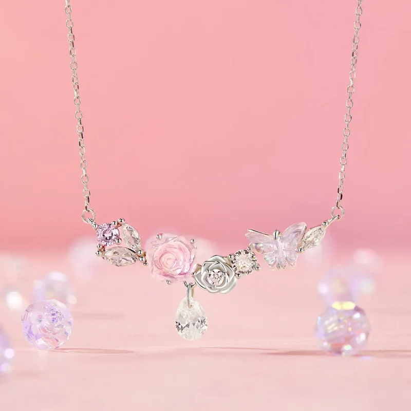 (image for) PANDORA Style Fantasy Butterfly Flower Necklace - SCN521 - View 2