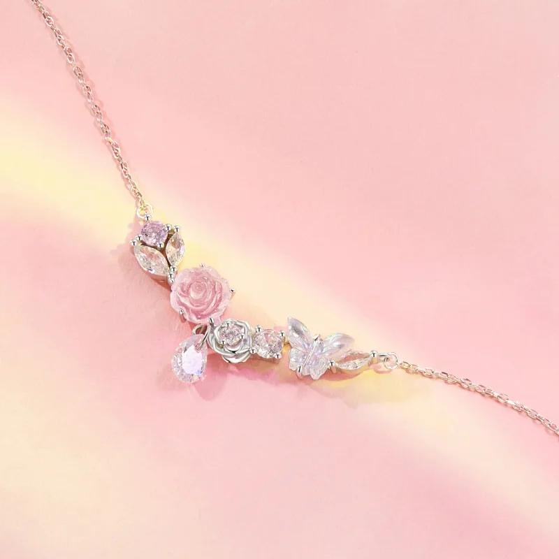 (image for) PANDORA Style Fantasy Butterfly Flower Necklace - SCN521 - View 3