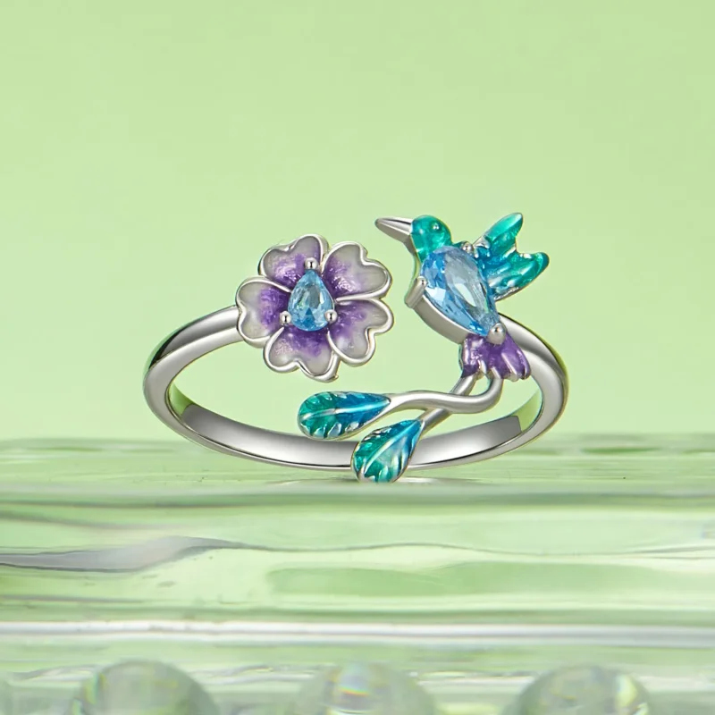 (image for) PANDORA Style Flower And Bird Open Ring - BSR536-E - View 2