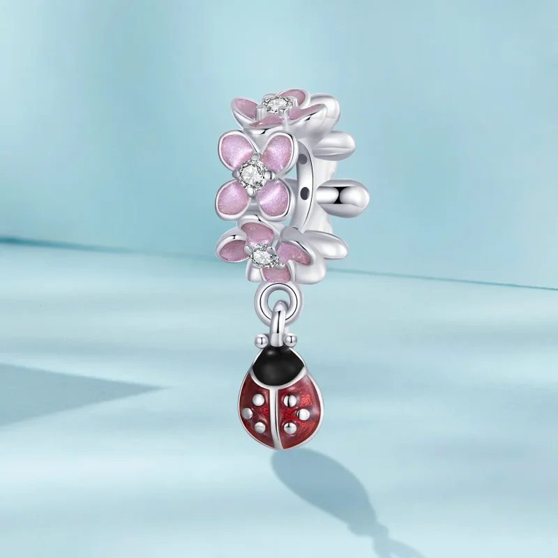 (image for) PANDORA Style Flower Ladybug Separator Beads - SCC2740 - View 2