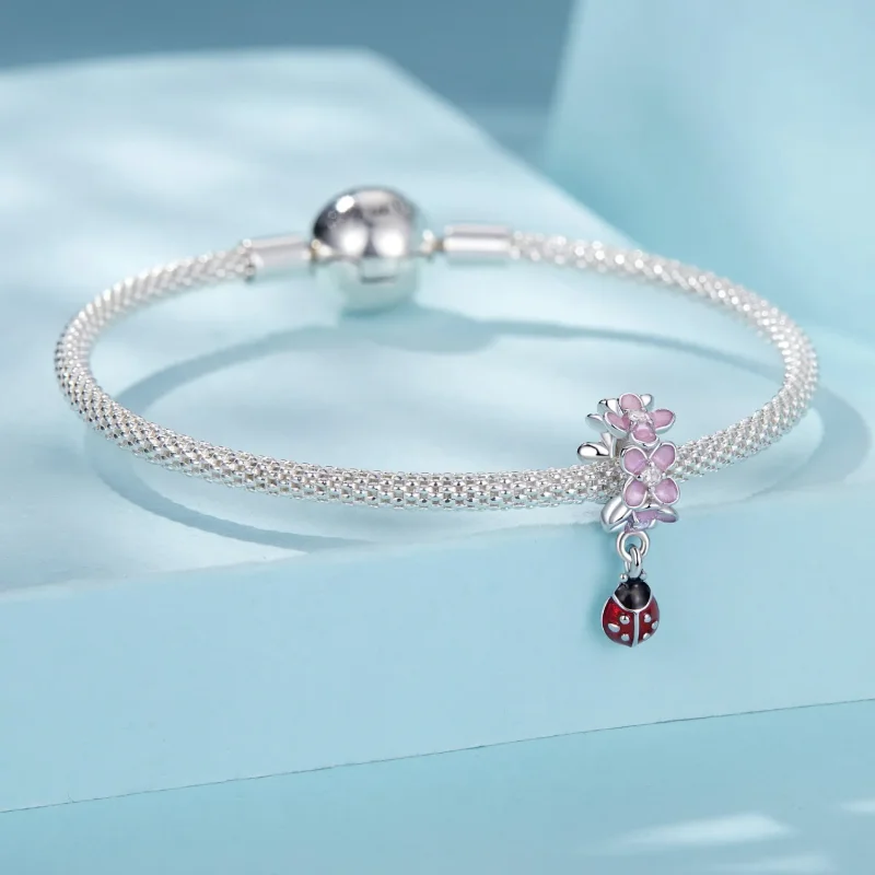 (image for) PANDORA Style Flower Ladybug Separator Beads - SCC2740 - View 3