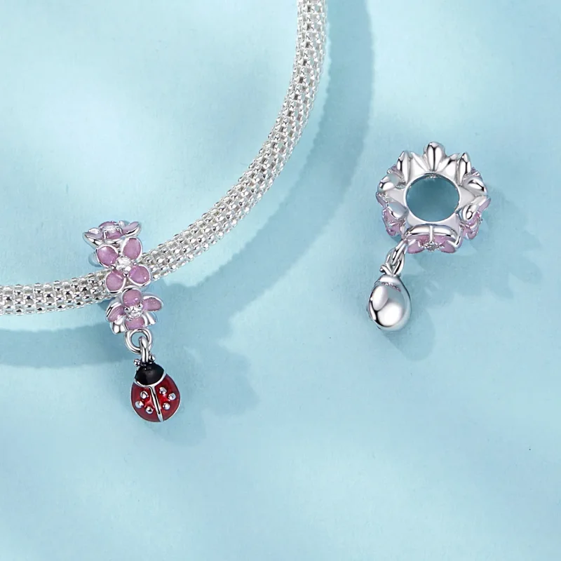 (image for) PANDORA Style Flower Ladybug Separator Beads - SCC2740 - View 4