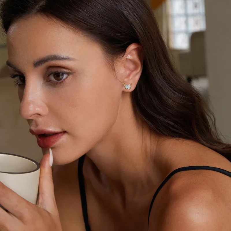 (image for) PANDORA Style Graceful Butterfly Stud Earrings - BSE993 - View 7