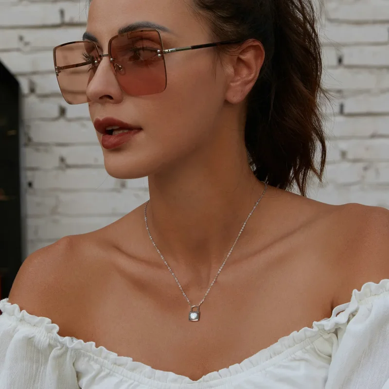 (image for) PANDORA Style Heart Lock Necklace - BSN377 - View 6