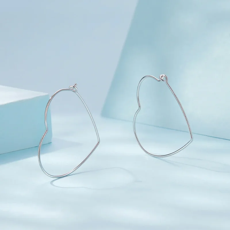 (image for) PANDORA Style Heart Shaped Simple Earrings - SCE1711 - View 3