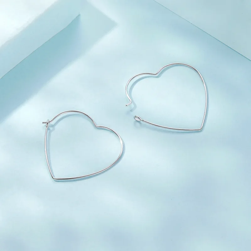 (image for) PANDORA Style Heart Shaped Simple Earrings - SCE1711 - View 4