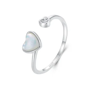 (image for) PANDORA Style Heart-Beating White Shell Open Ring - BSR520-E