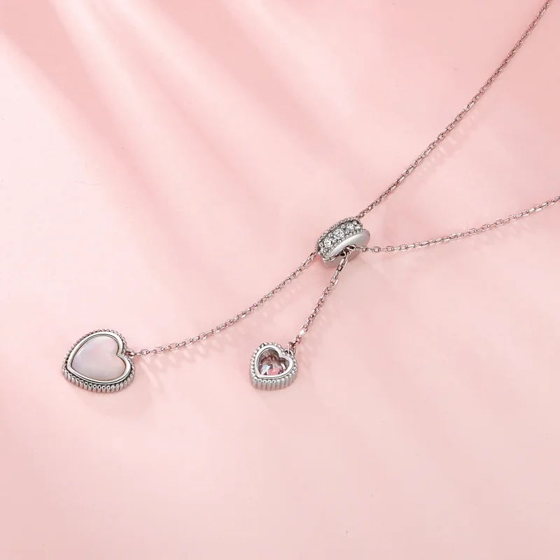 (image for) PANDORA Style Heart-Beating White Shell Y-Shaped Chain - BSN372 - View 3