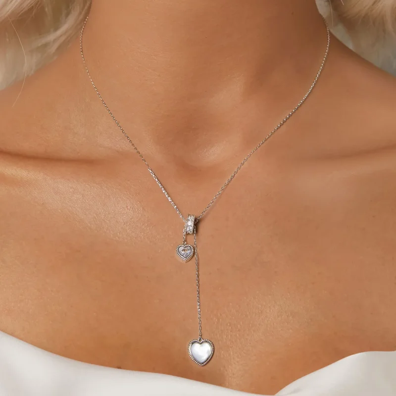 (image for) PANDORA Style Heart-Beating White Shell Y-Shaped Chain - BSN372 - View 5