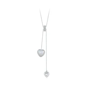 (image for) PANDORA Style Heart-Beating White Shell Y-Shaped Chain - BSN372
