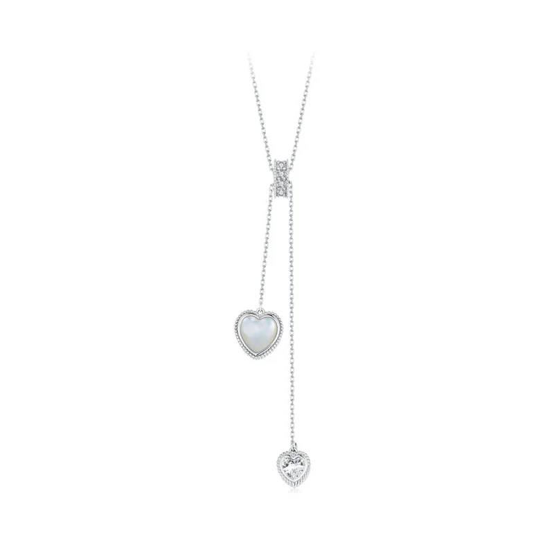 (image for) PANDORA Style Heart-Beating White Shell Y-Shaped Chain - BSN372 - Product Image