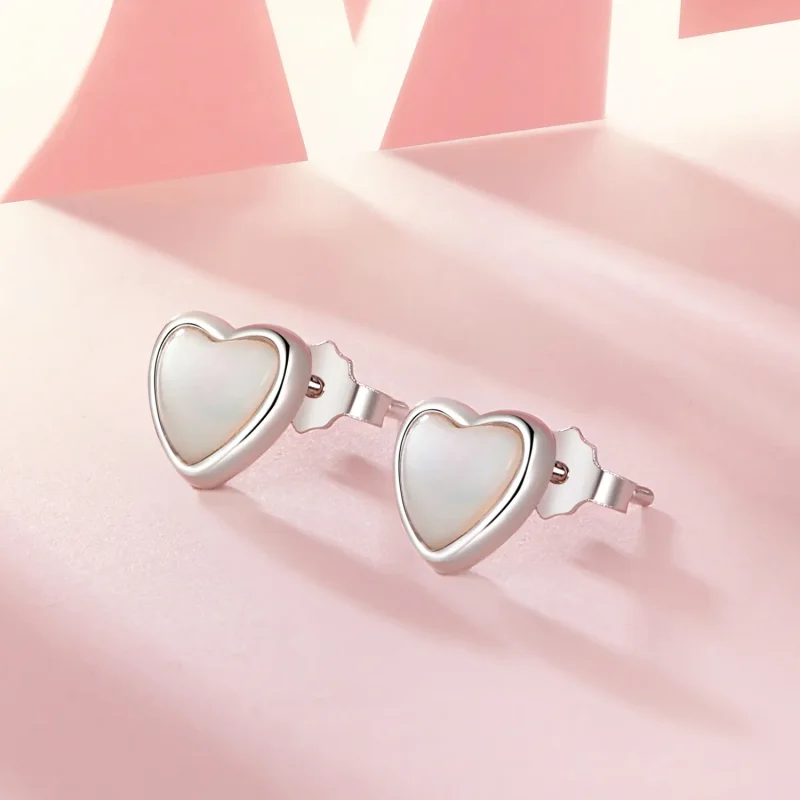 (image for) PANDORA Style Heart-Warming White Earrings - BSE969 - View 2