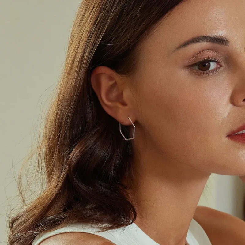 (image for) PANDORA Style Hexagon Simple Earrings - SCE1710 - View 7