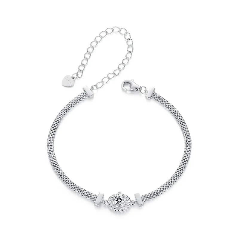 (image for) PANDORA Style Moissanite Braided Sterling Silver Bracelet (One Certificate) - MSB015 - Product Image