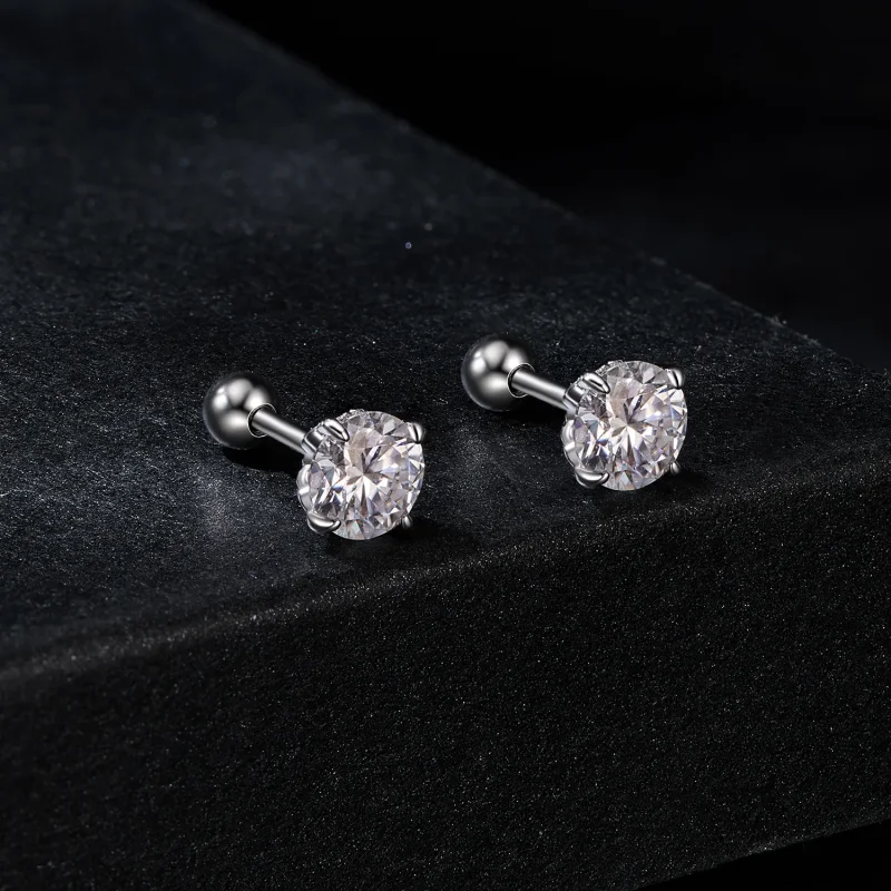 (image for) PANDORA Style Moissanite Pattern Thread Ball Earrings (Two Certificates) - MSE05 - View 2