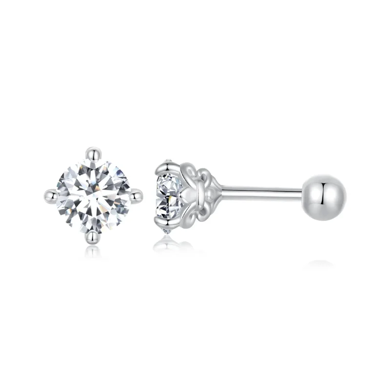 (image for) PANDORA Style Moissanite Pattern Thread Ball Earrings (Two Certificates) - MSE050 - Product Image