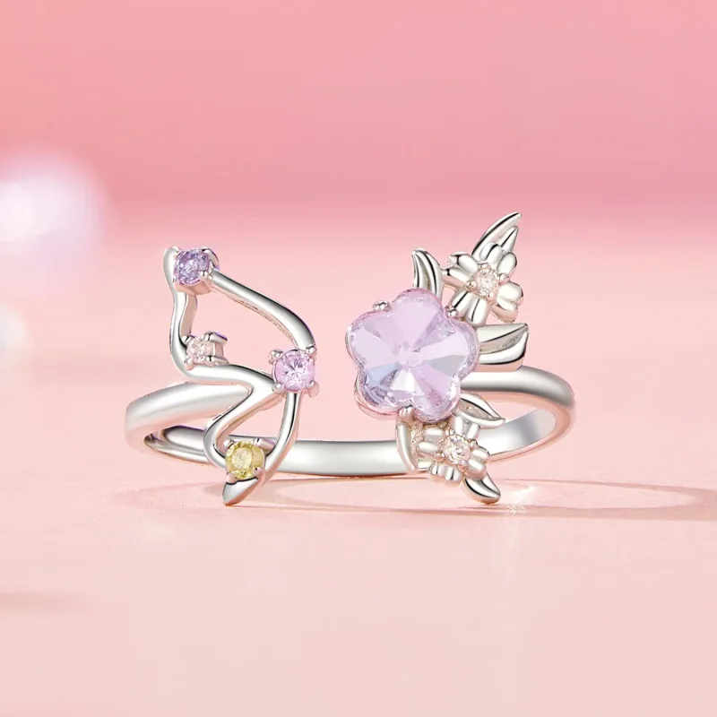 (image for) PANDORA Style Pink Butterfly Ring - SCR1011-E - View 3