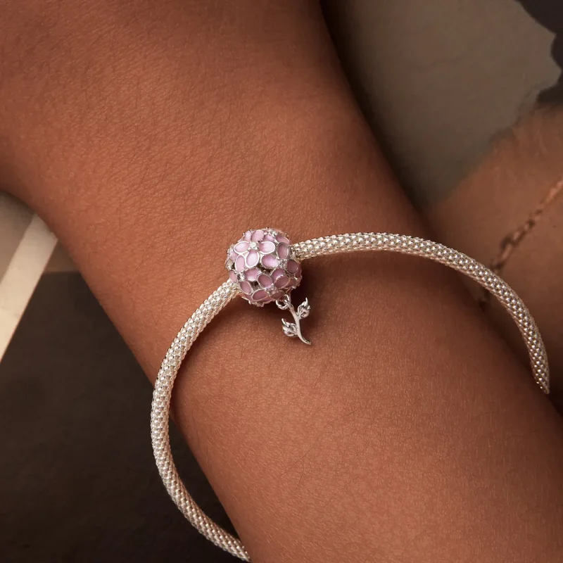 (image for) PANDORA Style Pink Flower Ball Beads - SCC2738 - View 7