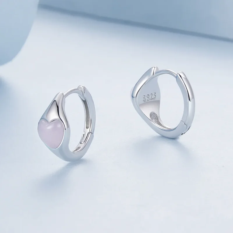 (image for) PANDORA Style Pink Heart Earrings - BSE1000 - View 3