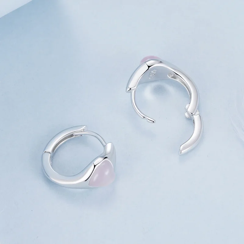 (image for) PANDORA Style Pink Heart Earrings - BSE1000 - View 4