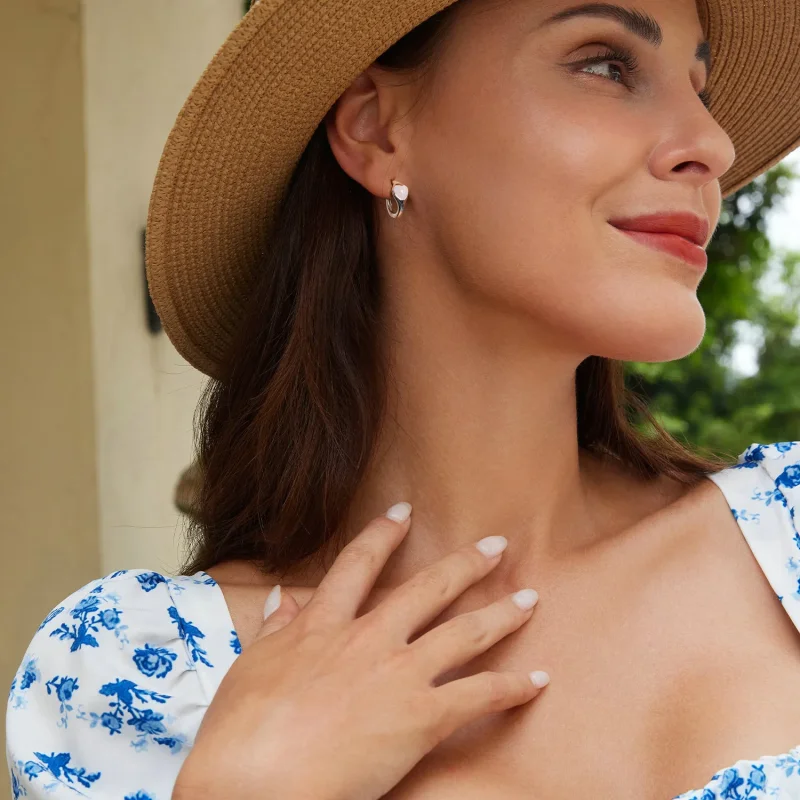 (image for) PANDORA Style Pink Heart Earrings - BSE1000 - View 7