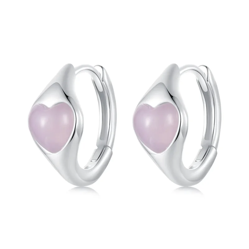 (image for) PANDORA Style Pink Heart Earrings - BSE1000 - Product Image