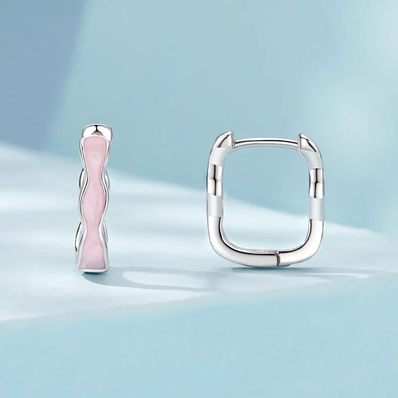(image for) PANDORA Style Pink Square Earrings - SCE1709 - View 2