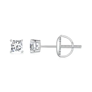 (image for) PANDORA Style Princess Moissanite Earrings (One Certificate) - MSE047-S
