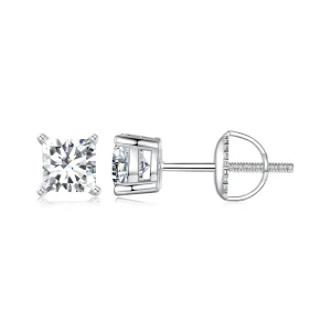 (image for) PANDORA Style Princess Moissanite Earrings (Two Certificates) - MSE047-L