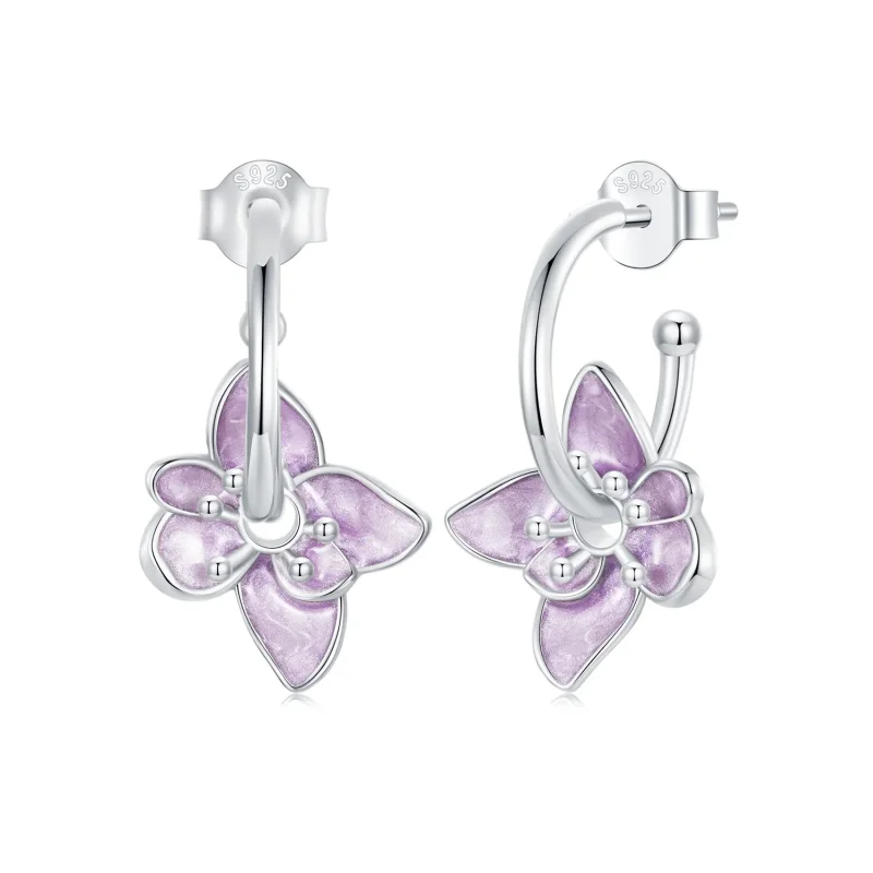 (image for) PANDORA Style Purple Flower Earrings - BSE976 - Product Image