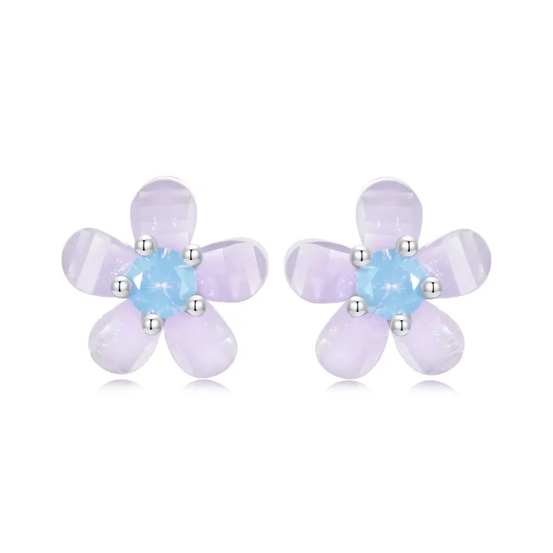 (image for) PANDORA Style Purple Flower Earrings - SCE1733 - Product Image