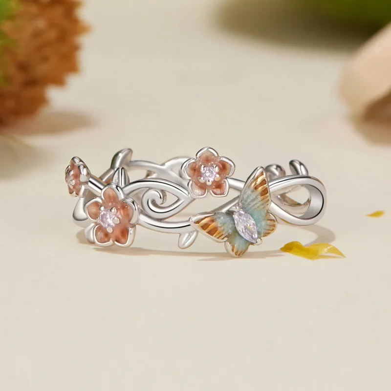 (image for) PANDORA Style Romantic Sakura Butterfly Ring - BSR538-E - View 3