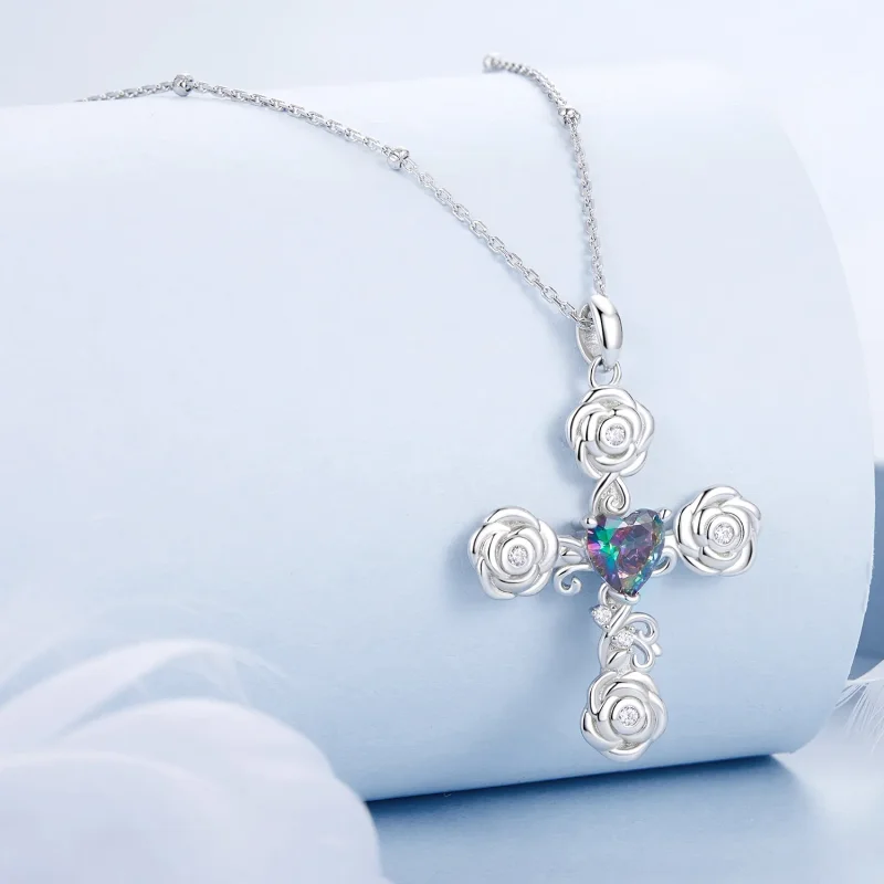 (image for) PANDORA Style Rose Cross Necklace - BSN379 - View 2