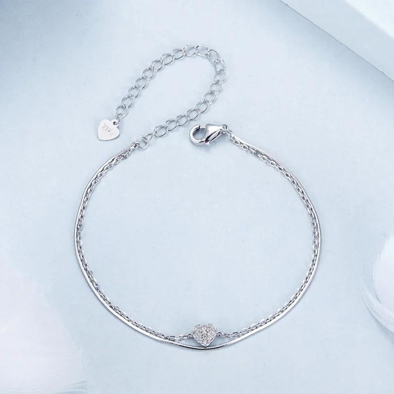(image for) PANDORA Style Shining Heart Double Layer Bracelet - BSB169 - View 3