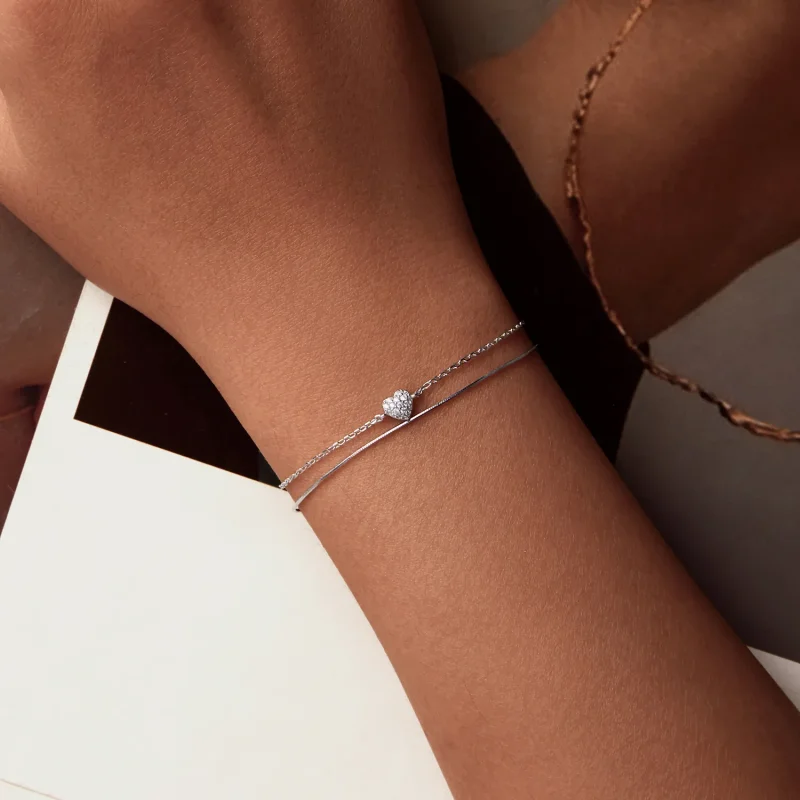 (image for) PANDORA Style Shining Heart Double Layer Bracelet - BSB169 - View 4