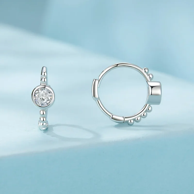 (image for) PANDORA Style Simple Sterling Silver Bead Earrings - SCE1731 - View 2