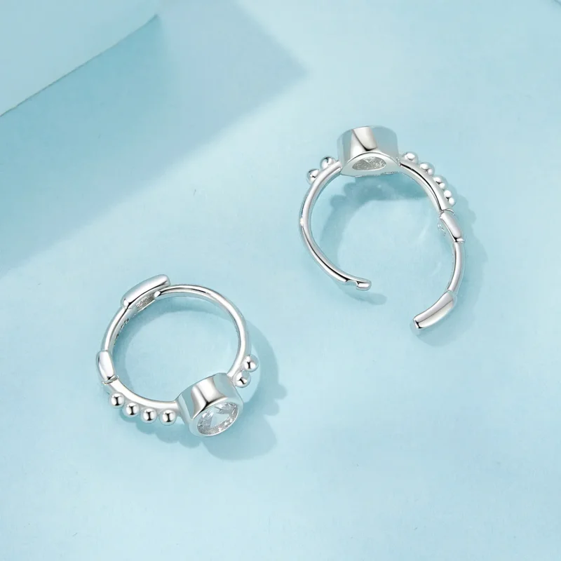 (image for) PANDORA Style Simple Sterling Silver Bead Earrings - SCE1731 - View 4