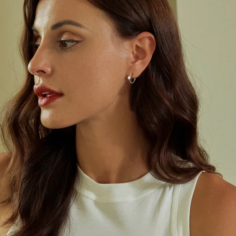 (image for) PANDORA Style Simple Sterling Silver Bead Earrings - SCE1731 - View 7