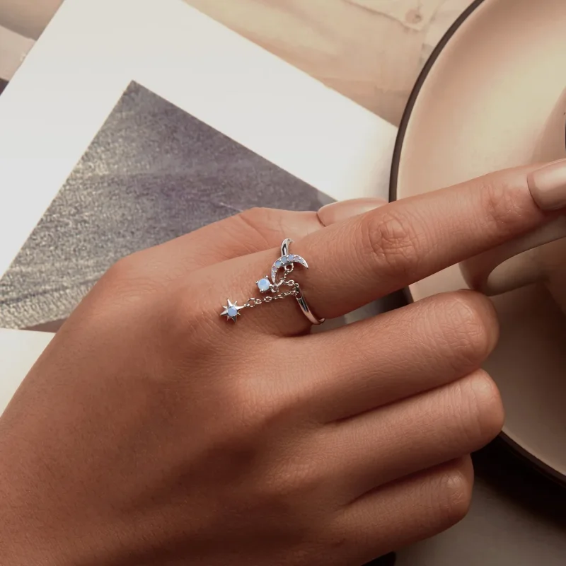 (image for) PANDORA Style Star And Moon Chain Ring - BSR548-E - View 5