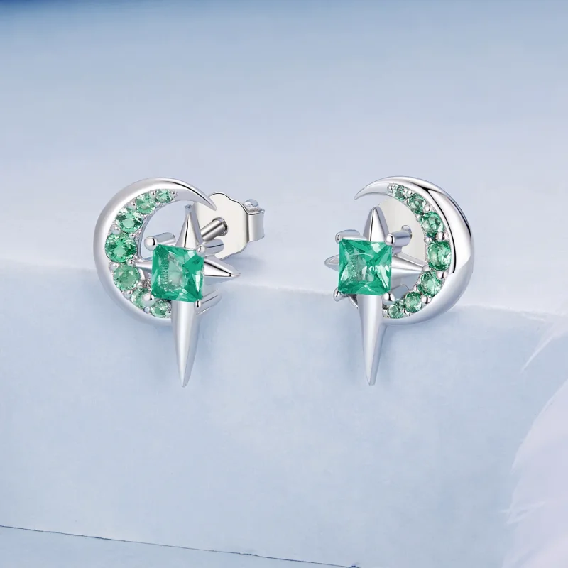 (image for) PANDORA Style Star And Moon Earrings - BSE972 - View 2