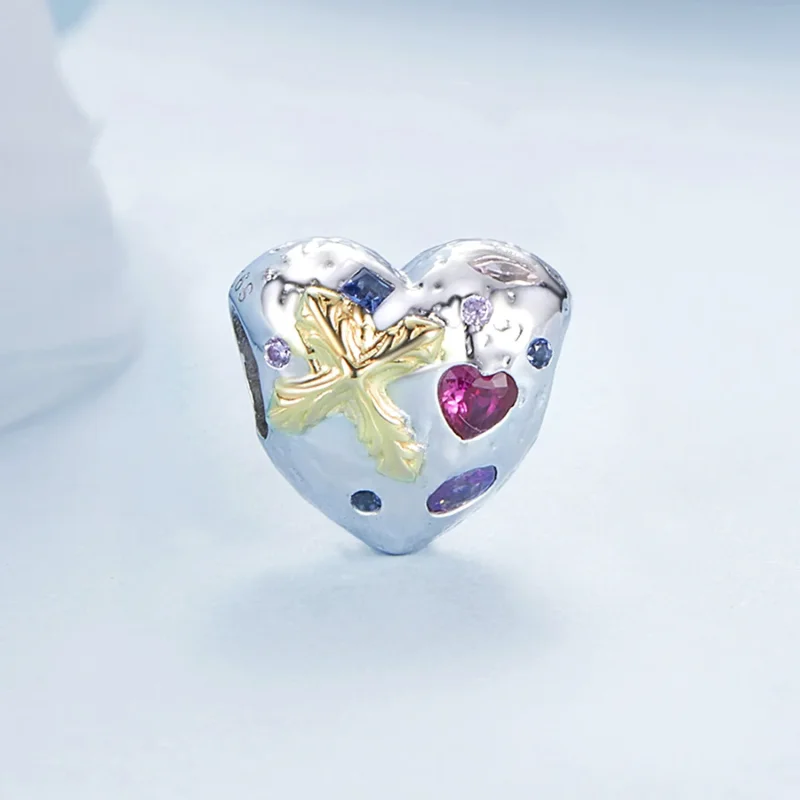 (image for) PANDORA Style Vintage Cross Heart Charm - BSC1006 - View 2