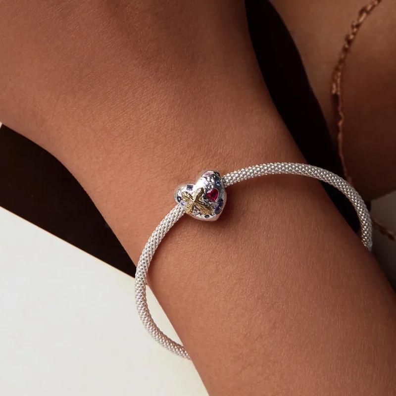 (image for) PANDORA Style Vintage Cross Heart Charm - BSC1006 - View 7