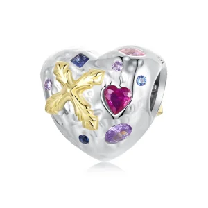 (image for) PANDORA Style Vintage Cross Heart Charm - BSC1006