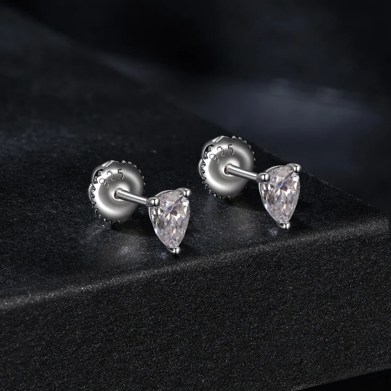 (image for) PANDORA Style Water Drop Moissanite Earrings (Two Certificates) - MSE049 - View 2