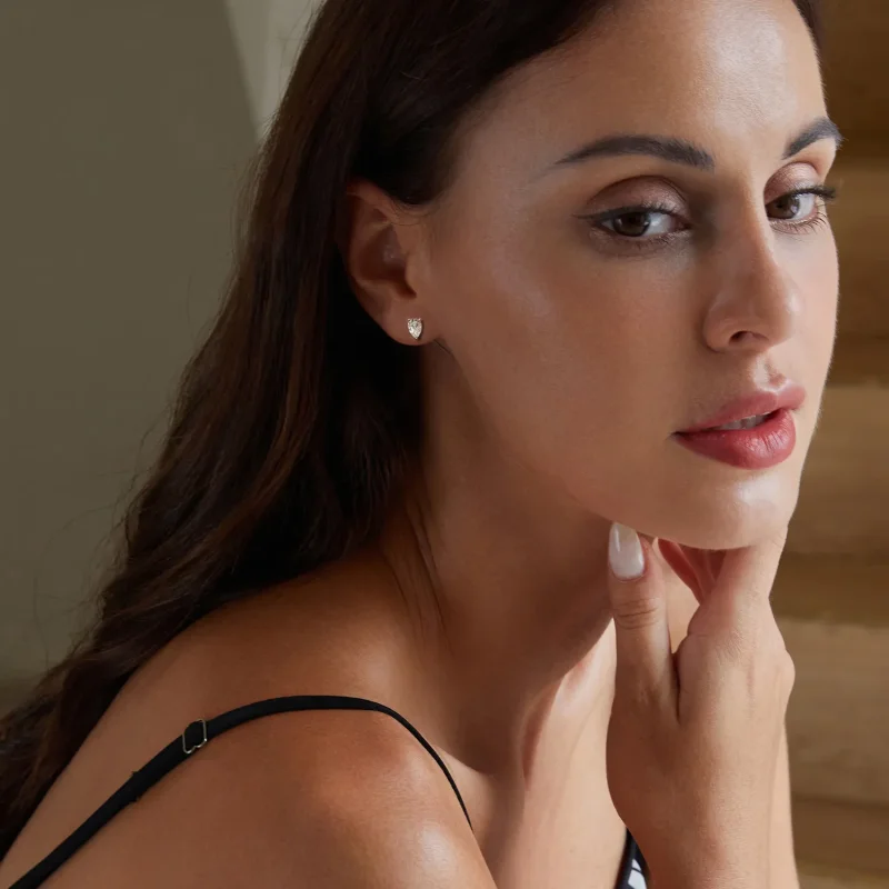 (image for) PANDORA Style Water Drop Moissanite Earrings (Two Certificates) - MSE049 - View 8