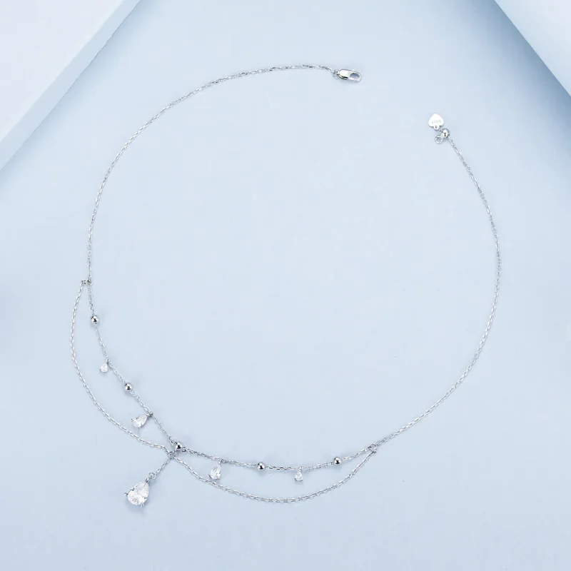 (image for) PANDORA Style Water Drop Tassel Necklace - BSN383 - View 3