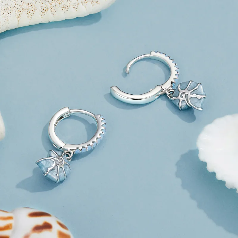 (image for) PANDORA Style Blue conch earrings - BSE1012 - View 4
