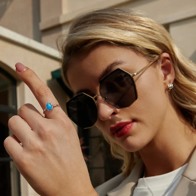 (image for) PANDORA Style Crown Blue Opal Ring - BSR564 - View 7