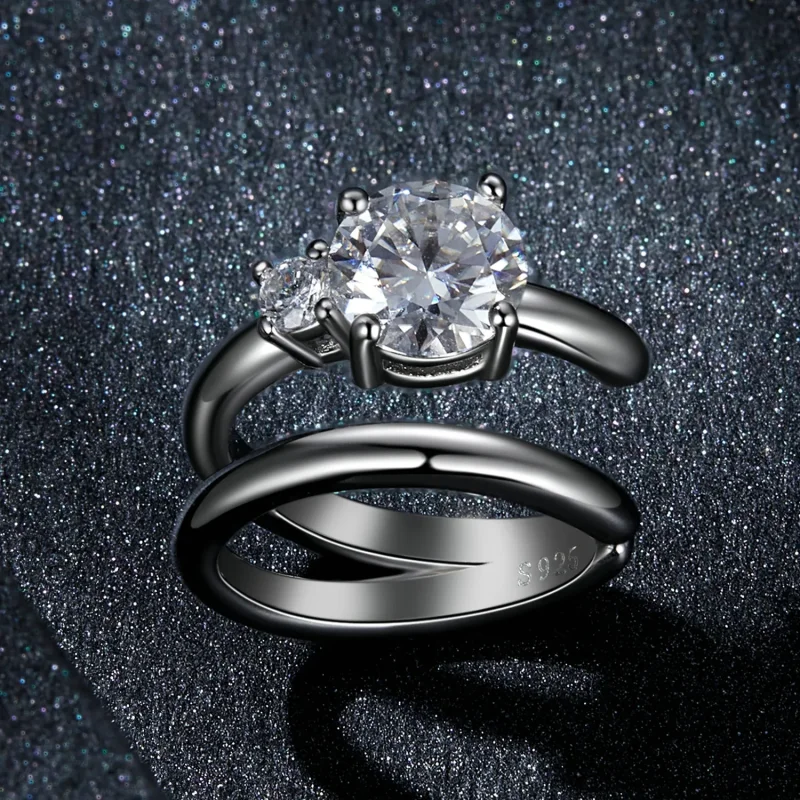 (image for) PANDORA Style Double Moissanite Ear Cuff (with one certificate) - MSE058 - View 2